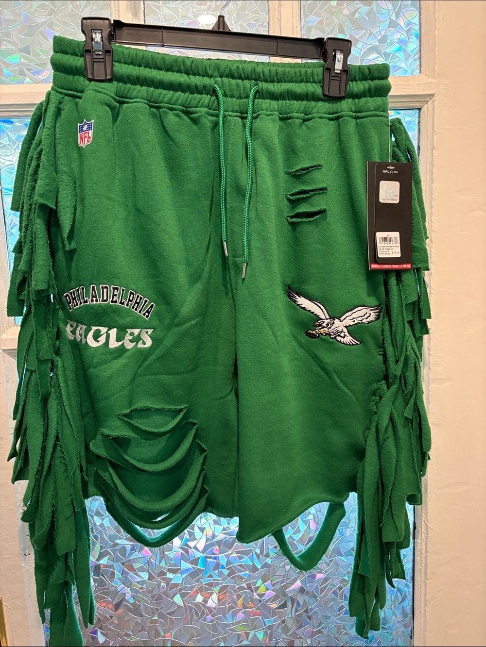 🍒CUSTOM NFL Eagles Fringe Distressed Shorts🍒